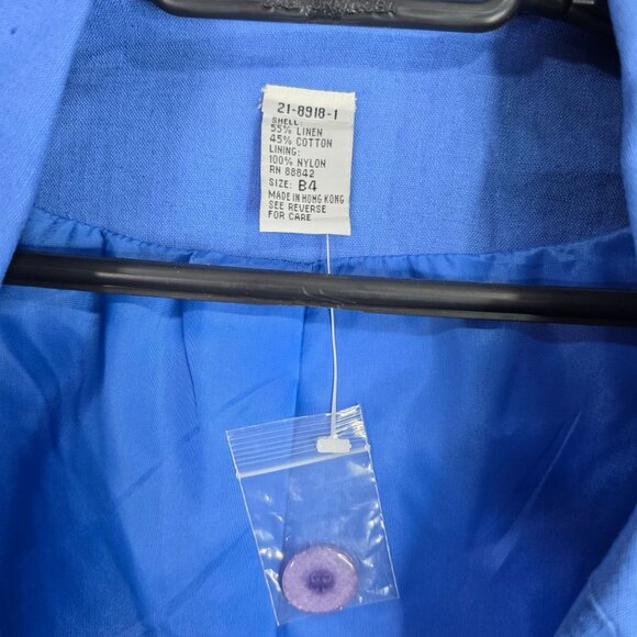 Mens Blue Linen Cotton Blend Blazer Jacket Two-Button & Pockets Size 39R - Picture 2 of 8